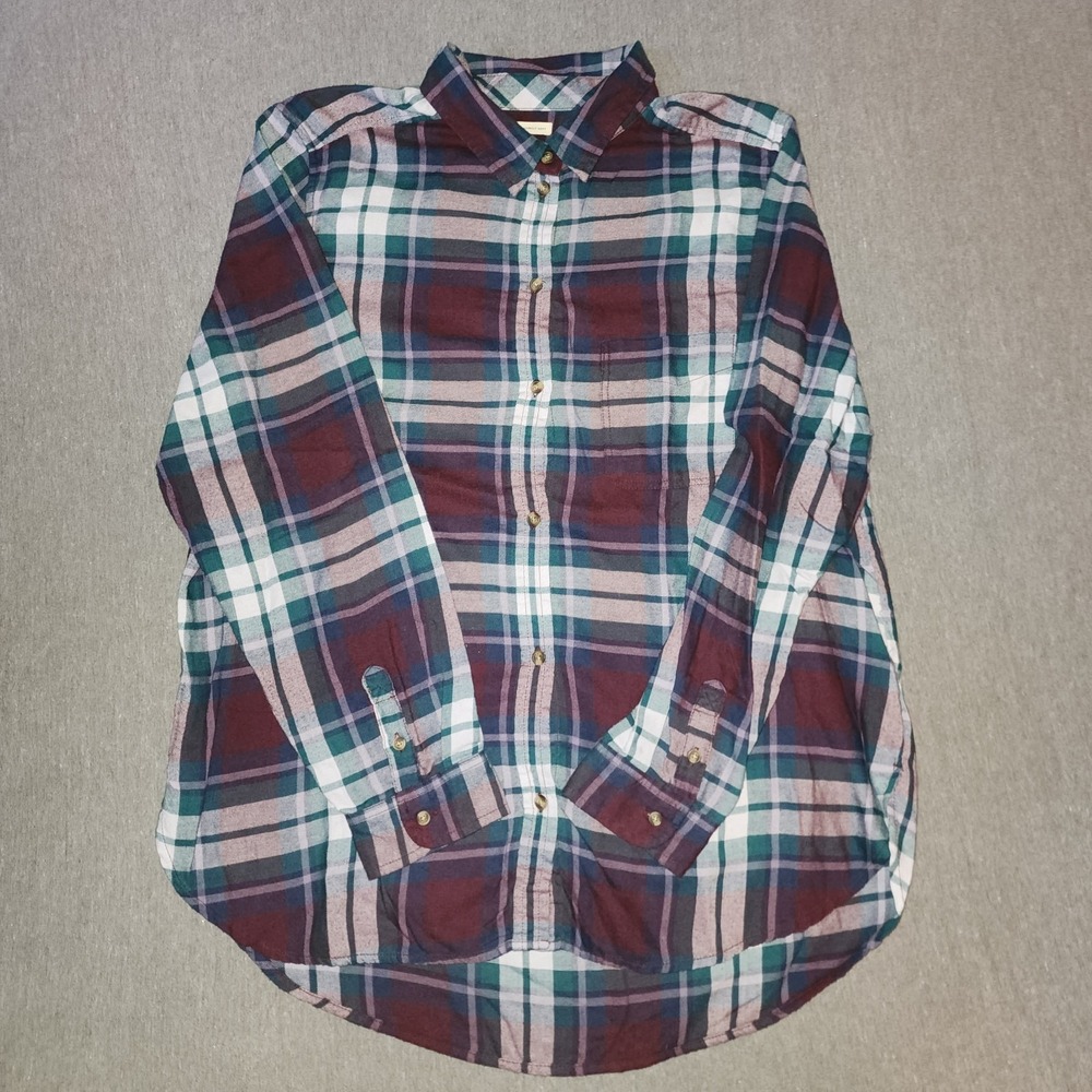 American Eagle Women's XL Boyfriend Fit Long Sleeve Plaid Button Down Shirt